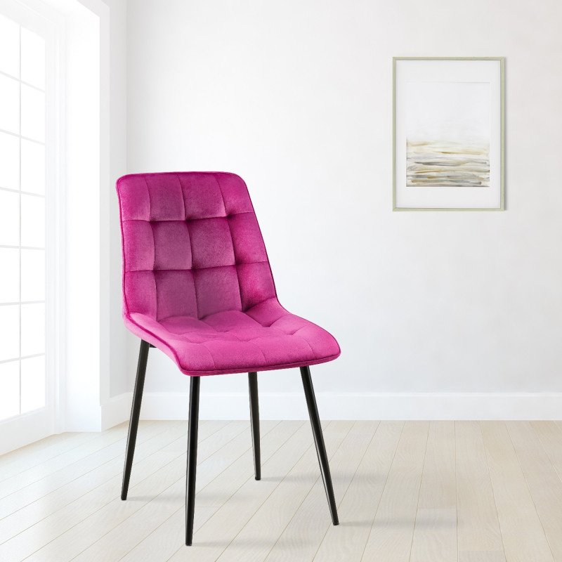 Chaise de salle à manger Gifford, velours, violet