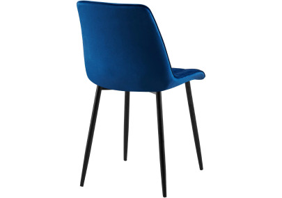 Chaise de salle à manger Gifford, velours, bleu foncé