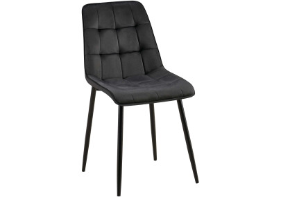 Chaise de salle à manger Gifford, velours, noire