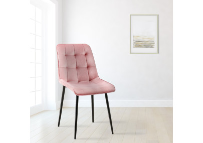 Chaise de salle à manger Gifford, velours, rose