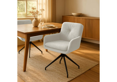 Chaise de salle à manger Pickett en tissu crème