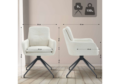 Chaise de salle à manger Pickett en tissu crème