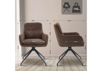 Chaise de salle à manger Pickett en tissu marron