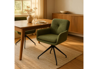 Chaise de salle à manger Pickett en tissu vert