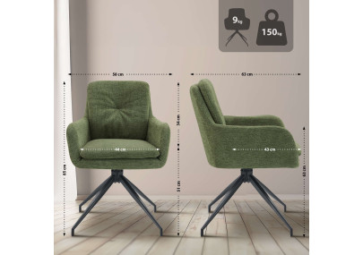 Chaise de salle à manger Pickett en tissu vert