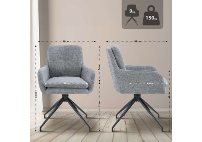 Chaise de salle à manger Pickett en tissu gris