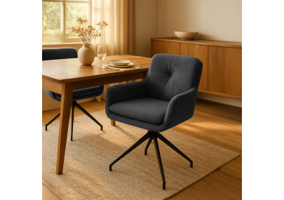 Chaise de salle à manger Pickett en tissu gris foncé