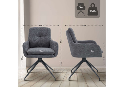 Chaise de salle à manger Pickett en tissu gris foncé