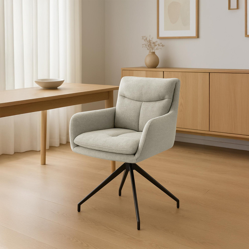 Chaise de salle à manger Somers en tissu crème