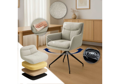 Chaise de salle à manger Somers en tissu crème