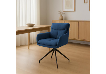 Chaise de salle à manger Somers en tissu bleu