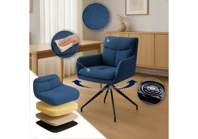 Chaise de salle à manger Somers en tissu bleu