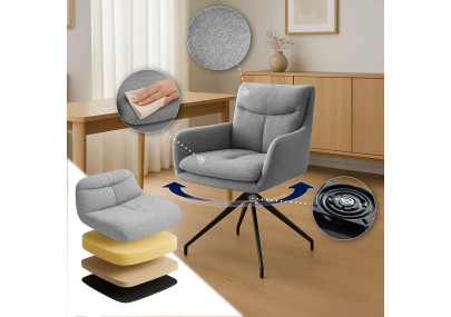 Chaise de salle à manger Somers en tissu gris clair