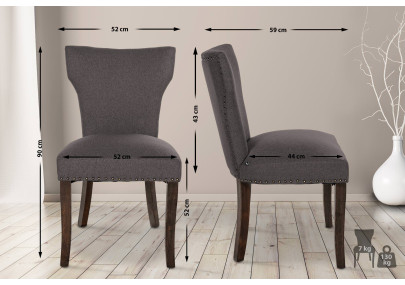 Ensemble de 2 chaises de salle à manger Zadar, tissu antique foncé, gris foncé