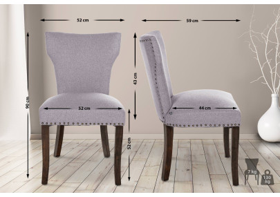 Ensemble de 2 chaises de salle à manger Zadar, tissu gris foncé antique