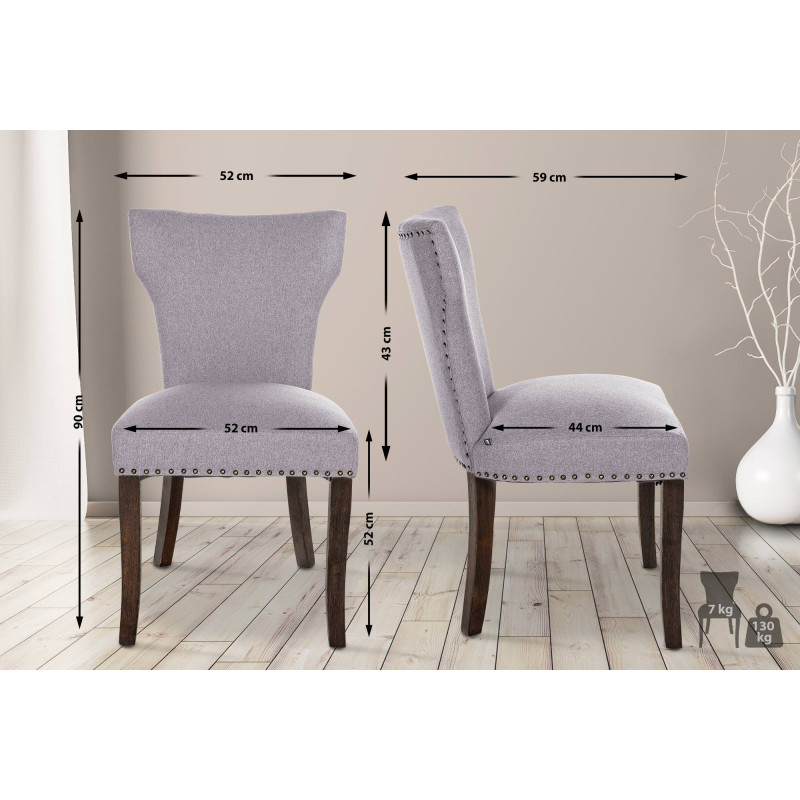 Ensemble de 2 chaises de salle à manger Zadar, tissu gris foncé antique