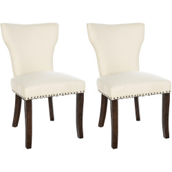 Ensemble de 2 chaises de salle à manger Zadar, tissu crème foncé antique