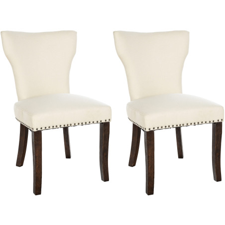 Ensemble de 2 chaises de salle à manger Zadar, tissu crème foncé antique