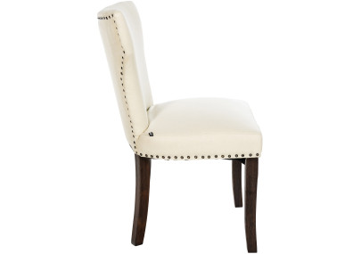 Ensemble de 2 chaises de salle à manger Zadar, tissu crème foncé antique