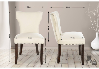 Ensemble de 2 chaises de salle à manger Zadar, tissu crème foncé antique