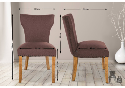 Ensemble de 2 chaises de salle à manger Zadar, tissu marron clair antique