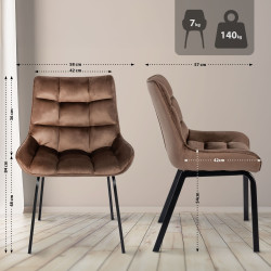 Fauteuil Saranda, velours, marron