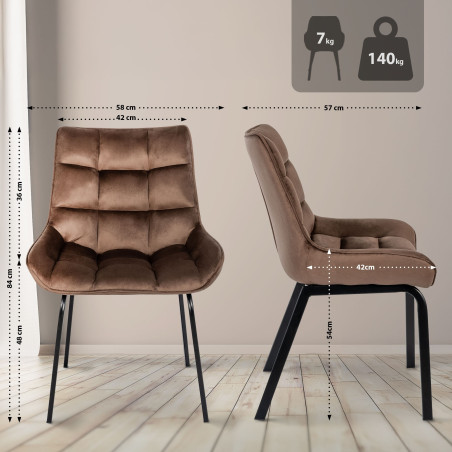 Fauteuil Saranda, velours, marron