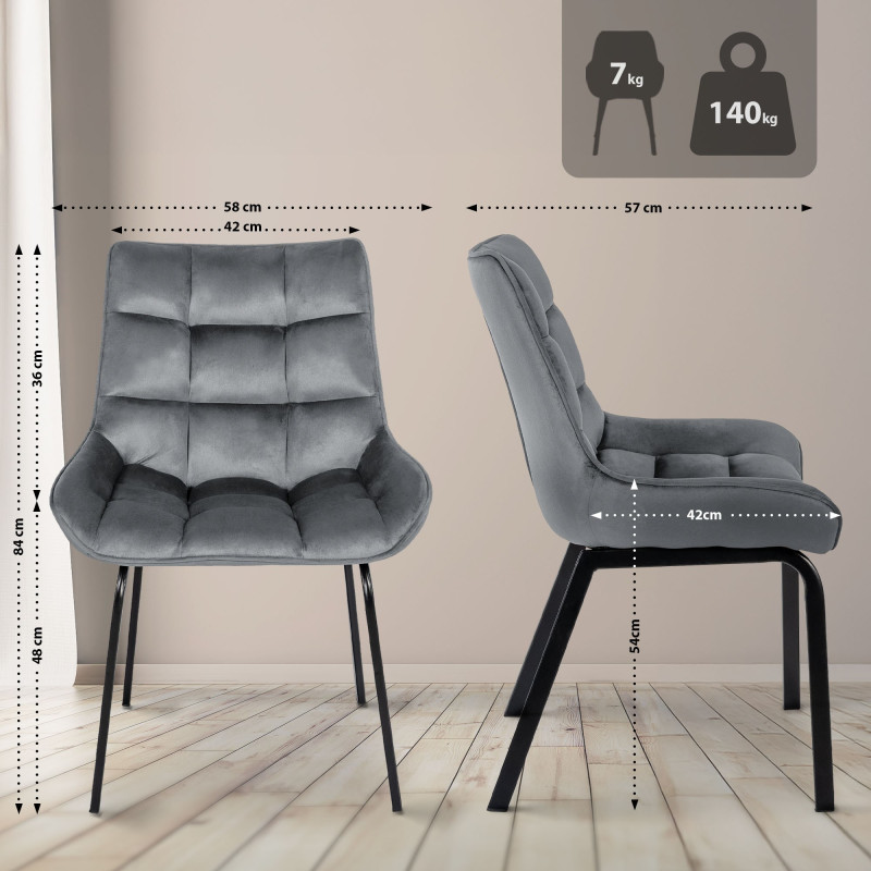 Fauteuil Saranda, velours gris foncé