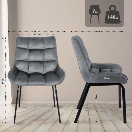 Fauteuil Saranda, velours gris foncé