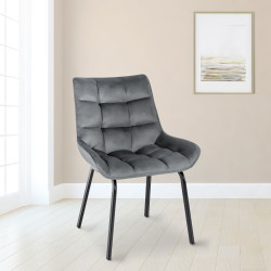 Fauteuil Saranda, velours gris foncé