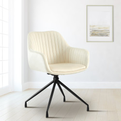 Chaise de salle à manger Welby, velours, crème