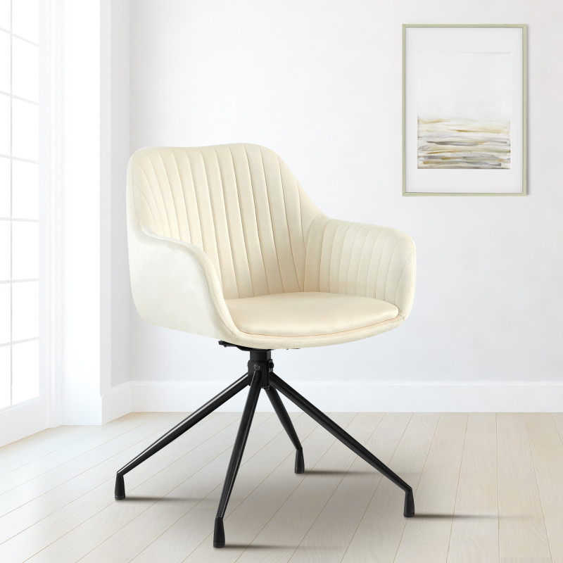 Chaise de salle à manger Welby, velours, crème