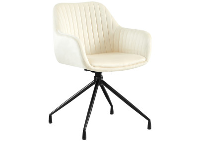 Chaise de salle à manger Welby, velours, crème