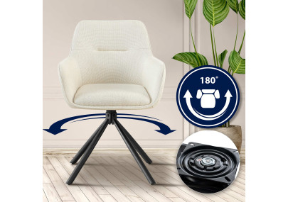 Fauteuil Tipton, tissu crème