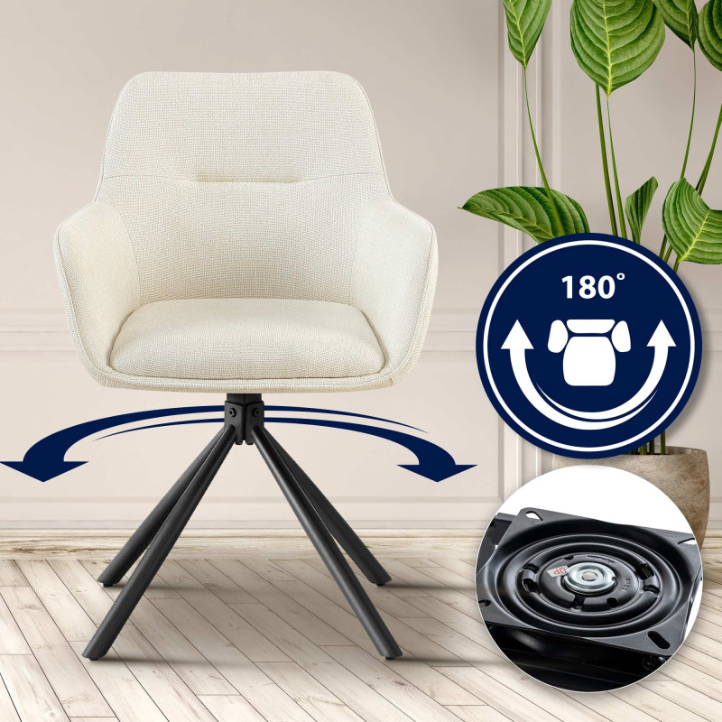 Fauteuil Tipton, tissu crème