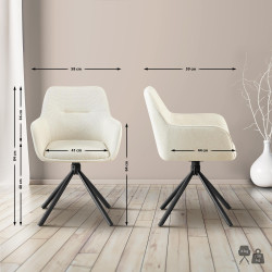 Fauteuil Tipton, tissu crème