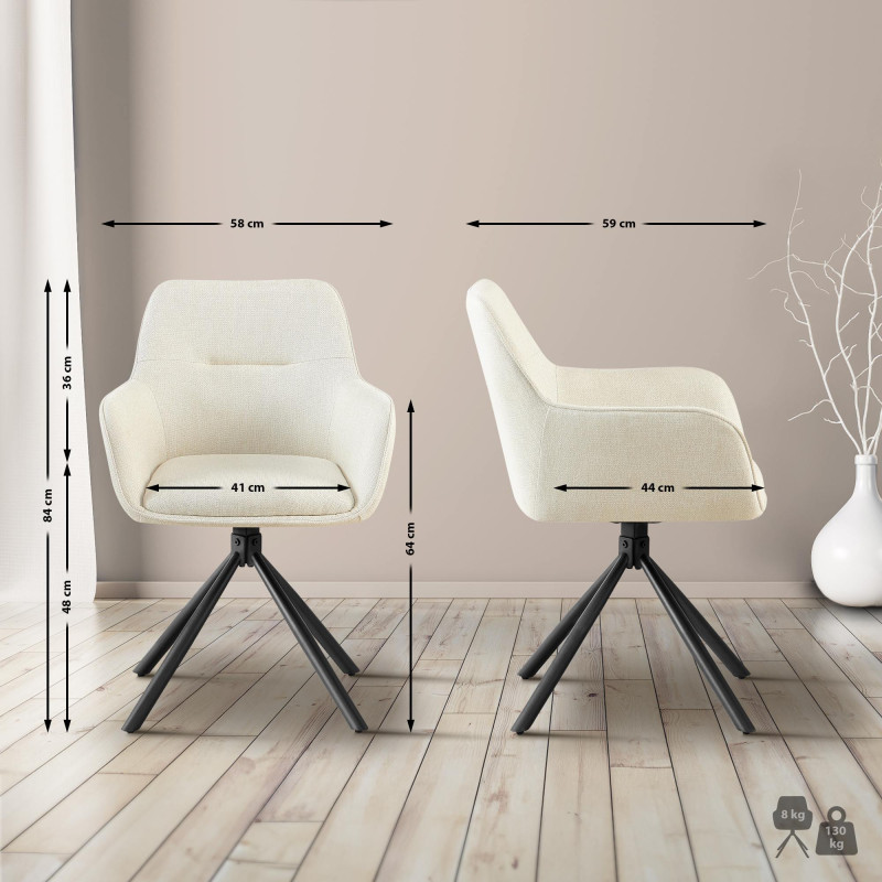 Fauteuil Tipton, tissu crème