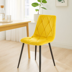 Ensemble de 2 chaises de salle à manger Clairton en velours jaune