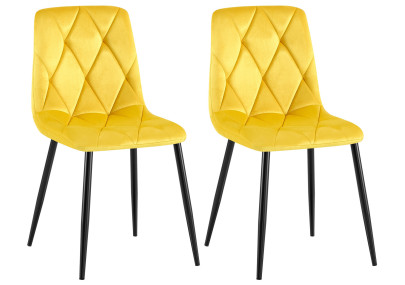 Ensemble de 2 chaises de salle à manger Clairton en velours jaune