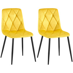 Ensemble de 2 chaises de salle à manger Clairton en velours jaune