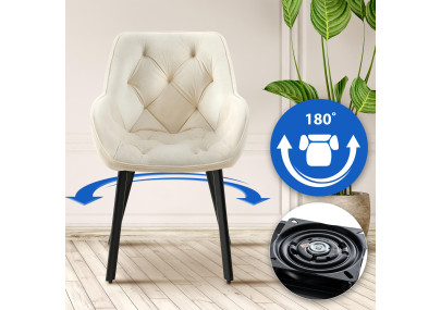 Ensemble de 2 chaises de salle à manger Antigo en velours crème