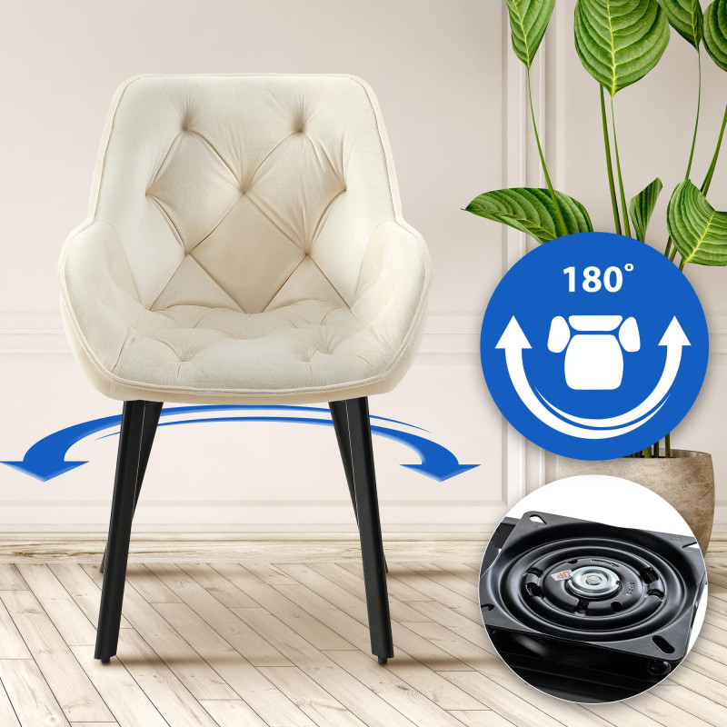 Ensemble de 2 chaises de salle à manger Antigo en velours crème