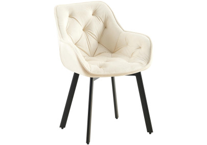 Ensemble de 2 chaises de salle à manger Antigo en velours crème