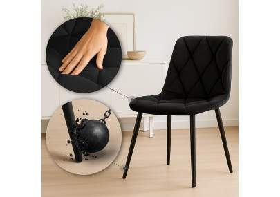 Chaise de salle à manger Clairton, velours, noire