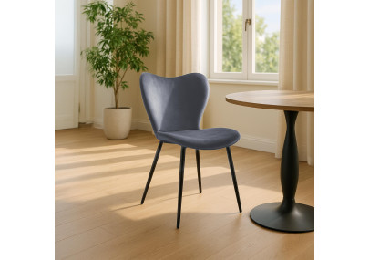 Chaise de salle à manger Maika, velours, gris foncé