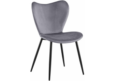 Chaise de salle à manger Maika, velours, gris foncé