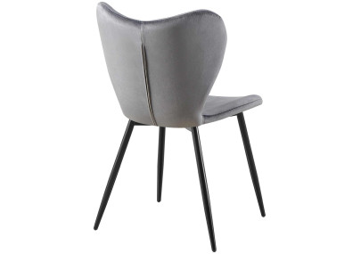Chaise de salle à manger Maika, velours, gris foncé
