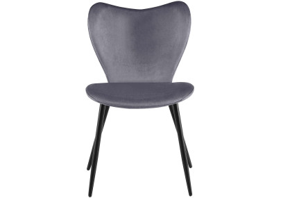 Chaise de salle à manger Maika, velours, gris foncé