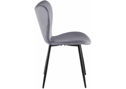 Chaise de salle à manger Maika, velours, gris foncé