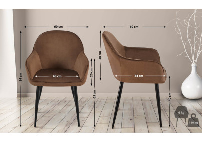 Ensemble de 2 chaises de salle à manger Boise en velours marron